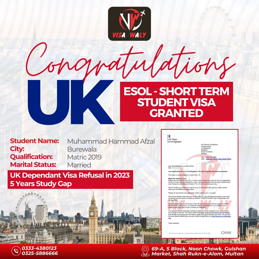 Hammad Afzal Uk Esol Visa Approved 